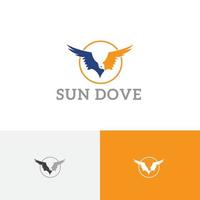 Kreis Sonne Taube Taube Vogel fliegen Flügel Freiheit Frieden Logo vektor