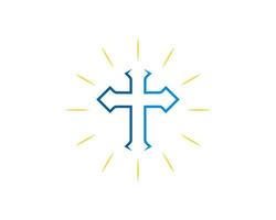 Religionskreuzsymbol mit leuchtendem Glanz vektor