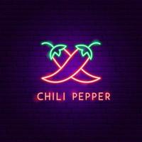 chilipeppar neon etikett vektor