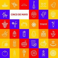 cinco de mayo linje ikoner vektor