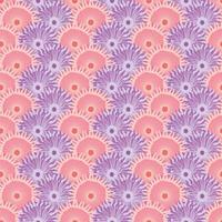 sömlösa mönster med lila och rosa runda korallblommor. undervattens värld. vektor