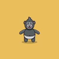 söt baby gorilla. karaktär, maskot, ikon, logotyp, tecknad och söt design. vektor