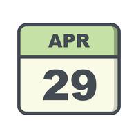 29 april Datum på en enkel dagskalender vektor