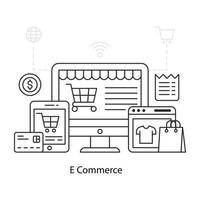 eine bearbeitbare Designillustration von E-Commerce vektor