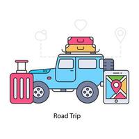 eine Roadtrip-Illustration im flachen Design vektor