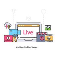 en illustrationsdesign av multimedia livestream vektor