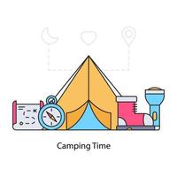 Campingzeitillustration, bearbeitbarer Vektor