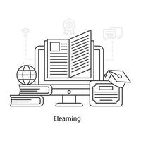 en illustration design av distansutbildning, eLearning vektor