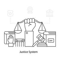 Hand, die Waage hält, Konzept des Justizsystems vektor