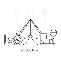 Campingzeitillustration, bearbeitbarer Vektor