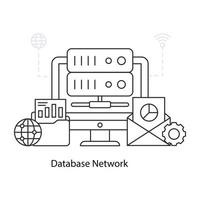 en linjär designillustration av databasnätverk vektor