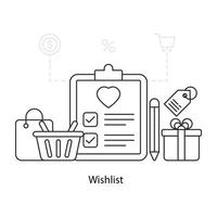 eine einzigartige Designillustration der Wunschliste vektor