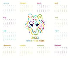 Kalender 2022 Vorlage. Kalendervorlage 2022. Woche beginnt am Sonntag. Vektor-Illustration. vektor