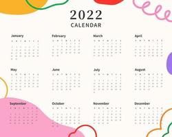 Kalender 2022 Vorlage. Kalendervorlage 2022. Woche beginnt am Sonntag. Vektor-Illustration. vektor