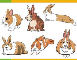 Cartoon Miniatur Kaninchen Tierfiguren Set vektor