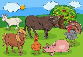 lustige Cartoon-Bauernhof-Charakter-Gruppe vektor