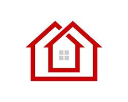 einfaches Infinity-Haus in roter Farbe und silbernem Fenster vektor