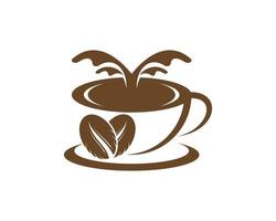 abstrakte Tasse Kaffee mit zwei Kaffeebohnen vektor