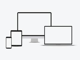 Geräteset Monitor Laptop-, Tablet- und Telefonvorlage vektor