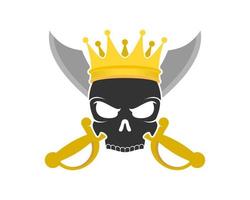 Pirate king skull logotyp vektor