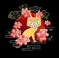 katt illustration design för sukajan är elak japansk traditionell tyg eller t-shirt med digitala handritade broderier kvinnor t-shirts sommar casual kortärmad hip hop t-shirt streetwear vektor