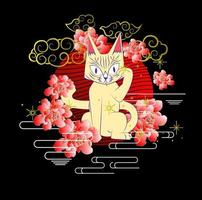 katt illustration design för sukajan är elak japansk traditionell tyg eller t-shirt med digitala handritade broderier kvinnor t-shirts sommar casual kortärmad hip hop t-shirt streetwear vektor