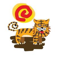 Tiger Illustration Design für Sukajan ist mittleres japanisches traditionelles Tuch oder T-Shirt mit digitaler handgezeichneter Stickerei Männer T-Shirts Sommer Casual Kurzarm Hip Hop T-Shirt Streetwear vektor