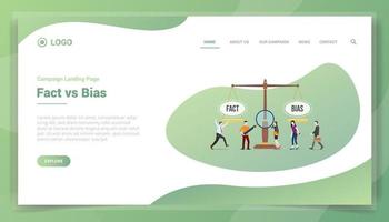 Tatsache vs Bias Geschäftskonzept für Website-Vorlage Landing Homepage vektor