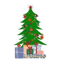 Weihnachtsbaum mit Geschenkboxen. vektor