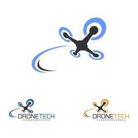 Drohnendesign im Zusammenhang mit dem Logo des Drohnenservice-Unternehmens. Illustrationsdesign der Drohne