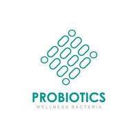Logodesign im Zusammenhang mit probiotischen Bakterien. gesunde Nahrungszutat für therapeutische