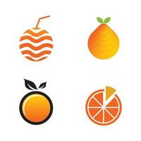 orange frukt ikonuppsättning logotyp design vektor