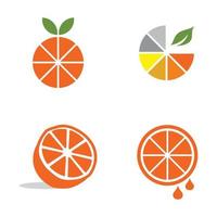 orange frukt ikonuppsättning logotyp design vektor