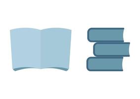 illustration av en öppen bok och en hög med böcker vektor