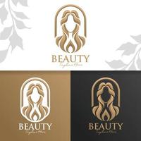 Schönheit Goldfrau Logo Vorlage Premium-Vektor vektor