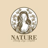 vacker naturlig kvinna logotyp mall premium vektor