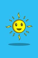 glad sol tecknad illustration vektor