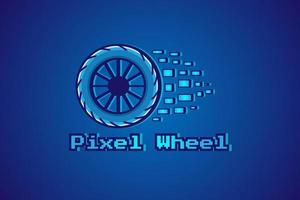 pixelhjul logotyp tecknad illustration vektor