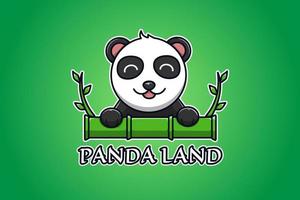 panda och bambu logotyp tecknad illustration vektor