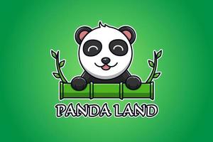 Panda und Bambus-Logo-Cartoon-Illustration vektor