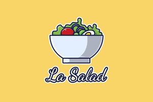 eine Schüssel mit Salat-Logo-Cartoon-Illustration vektor