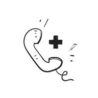 handritad doodle telefon ringer medicinsk vård ikon illustration vektor