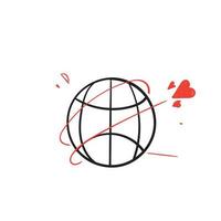handritad doodle kärlek flyger runt världen illustration ikonen isolerade vektor