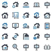 Immobilien-Icon-Set - Vektor-Illustration. Immobilien, Haus, Haus, Eigentum, Wohnung, Gebäude, Bau, Darlehen, Hypothek, Symbole . vektor
