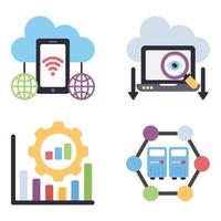 Business Intelligence flache Icons Sets vektor