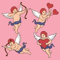 tecknad cupid karaktär illustration set vektor