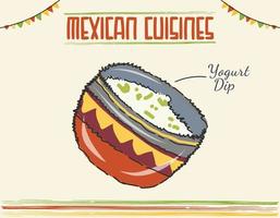 mexikanischer Joghurtdip traditionelles Gericht, weiße Soße. minimale farbige isolierte Vektorillustration vektor