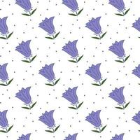 blåklocka blomma och prick sömlös mönsterdesign vektor