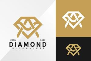 Buchstabe a Diamond Line Logo Design Vector Illustration Template