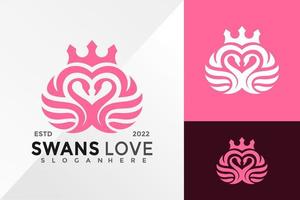 Schwan Liebe Logo Design Vektor Illustration Vorlage